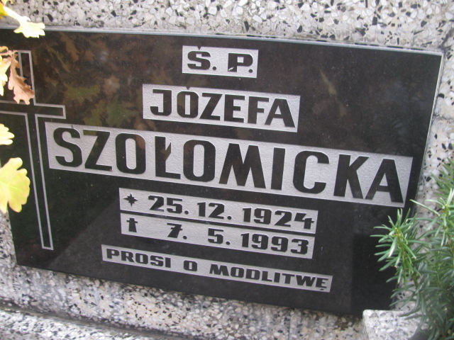 Józefa Szołomicka 1924 Opole-Półwieś - Grobonet - Wyszukiwarka osób pochowanych
