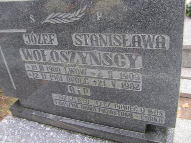 Stanisława Wołoszyńska 1909 Opole-Półwieś - Grobonet - Wyszukiwarka osób pochowanych