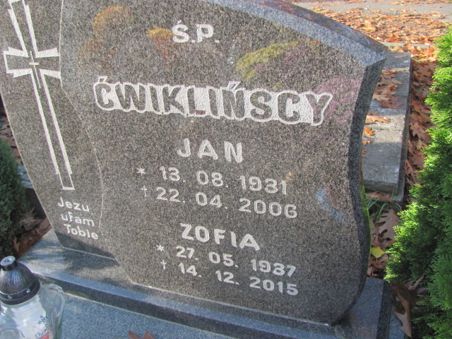 Zofia Ćwiklińska 1937 Opole-Półwieś - Grobonet - Wyszukiwarka osób pochowanych
